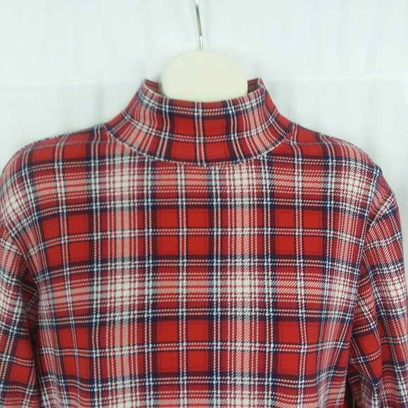 5 For $20.00 Trading GFC Company Mock Turtleneck, Small, Red/White/Black Plaid - Picture 5 of 10